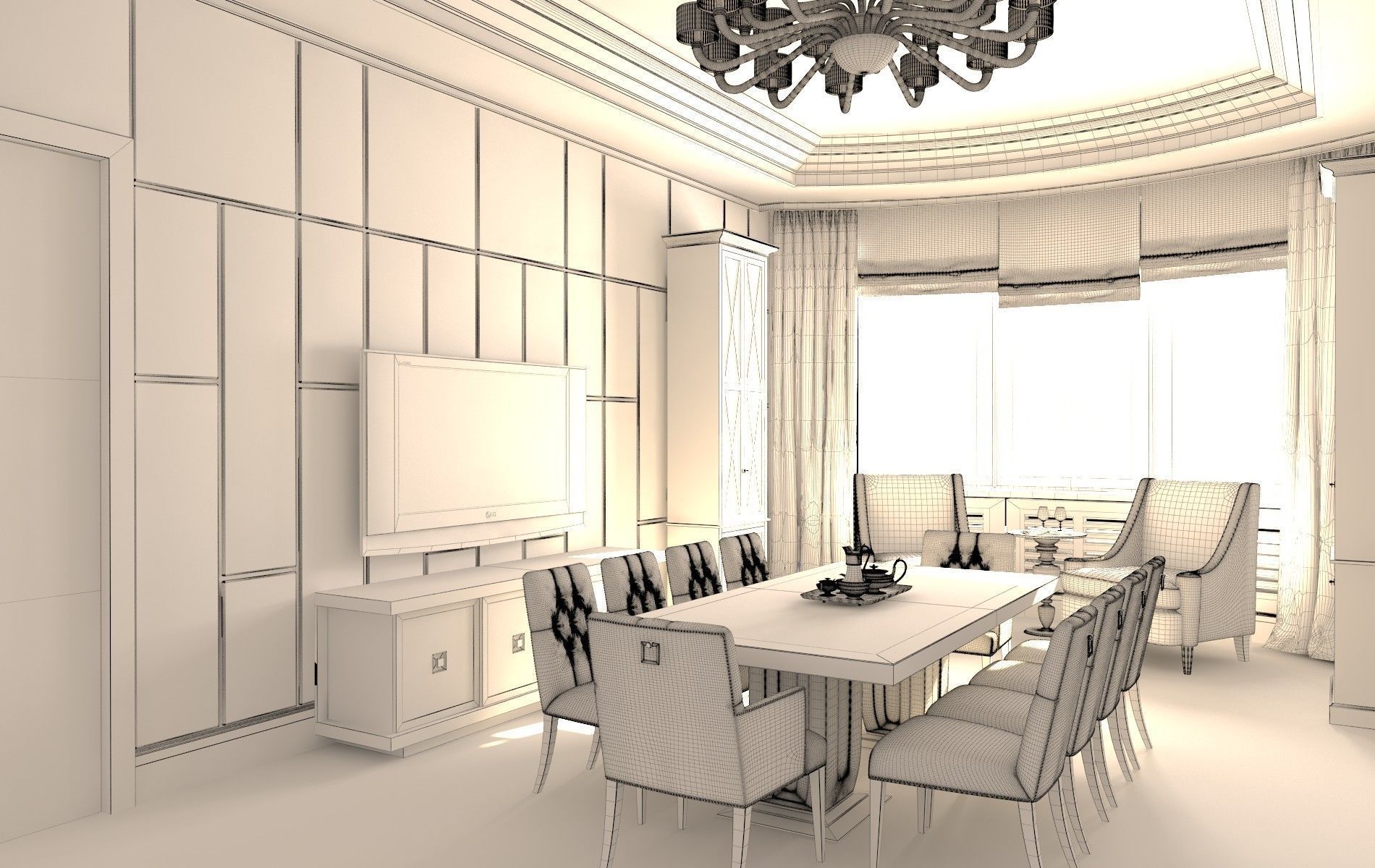 House Liveroom Interior 3D model_3