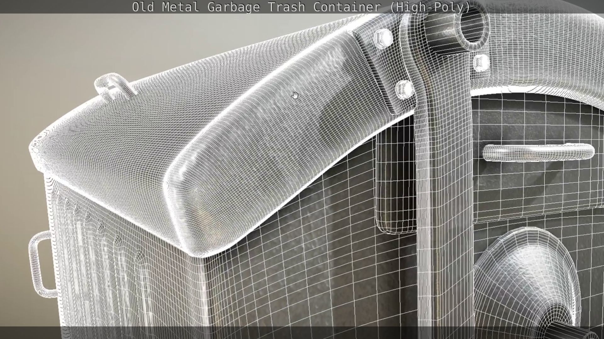 Old Metal Garbage Trash Container High-Poly 3D model_60