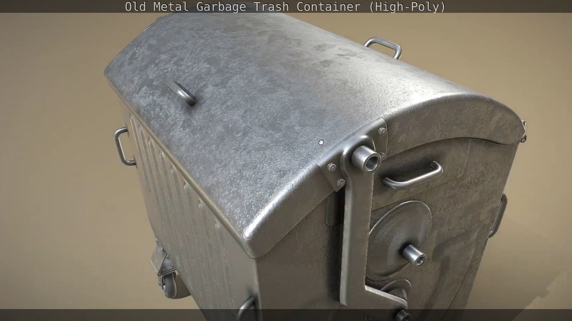Old Metal Garbage Trash Container High-Poly 3D model_40