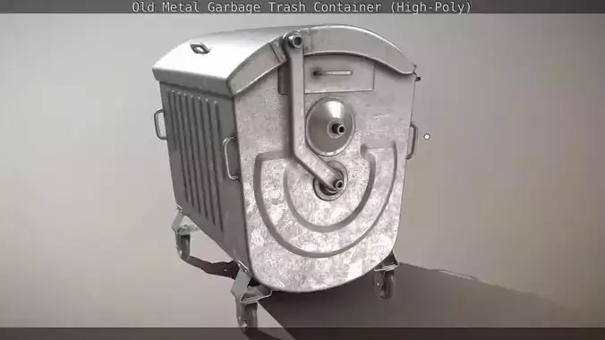 Old Metal Garbage Trash Container High-Poly 3D model