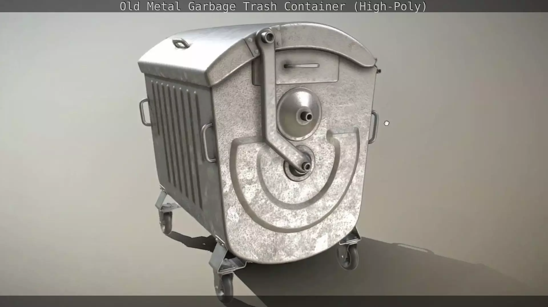 Old Metal Garbage Trash Container High-Poly 3D model_0