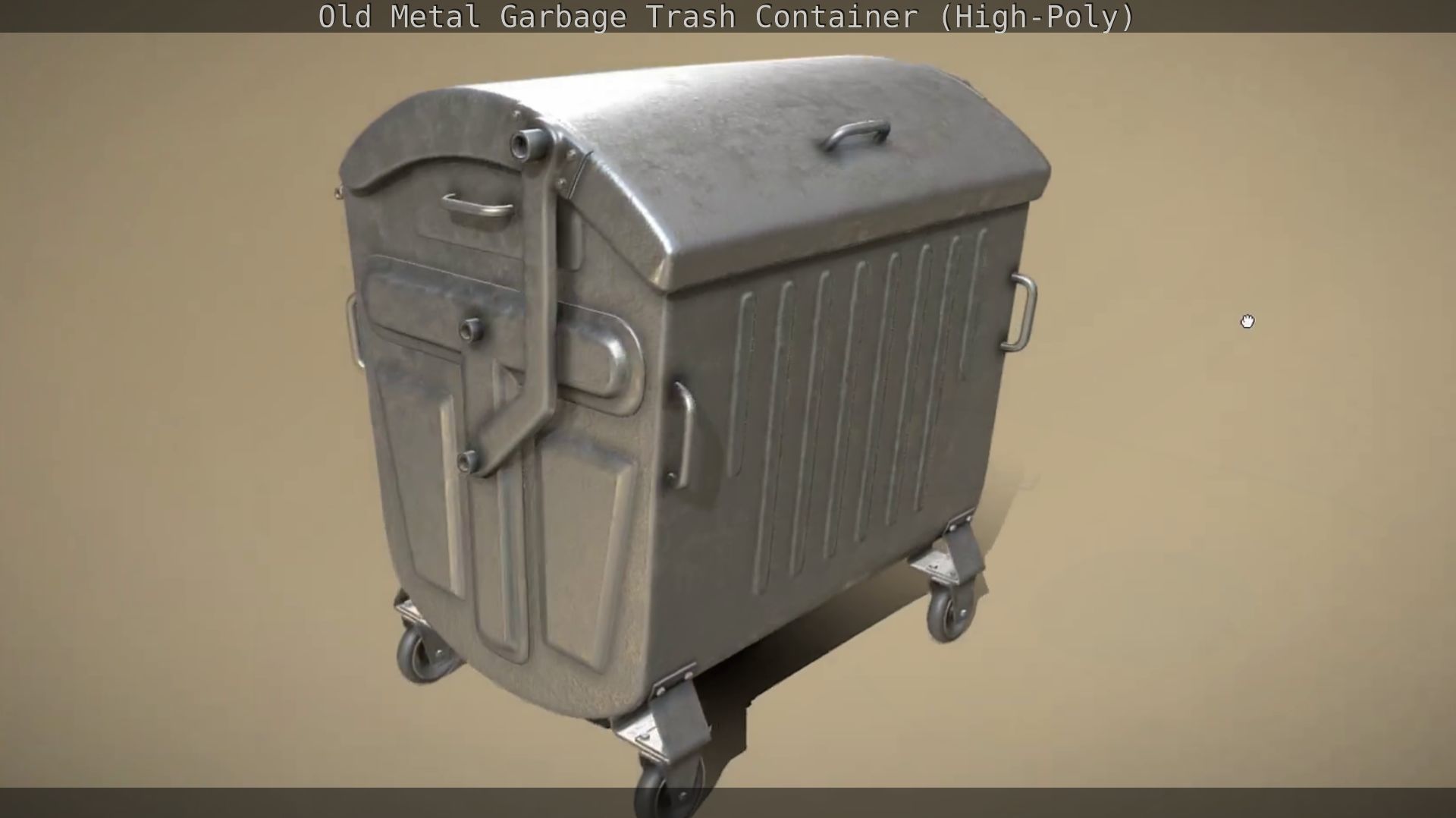 Old Metal Garbage Trash Container High-Poly 3D model_4