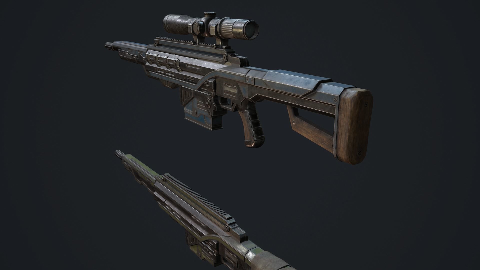 Whisp rifle Low-poly 3D model_4