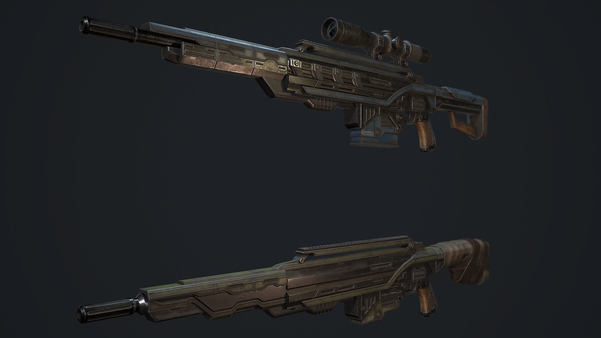 Whisp rifle Low-poly 3D model_5