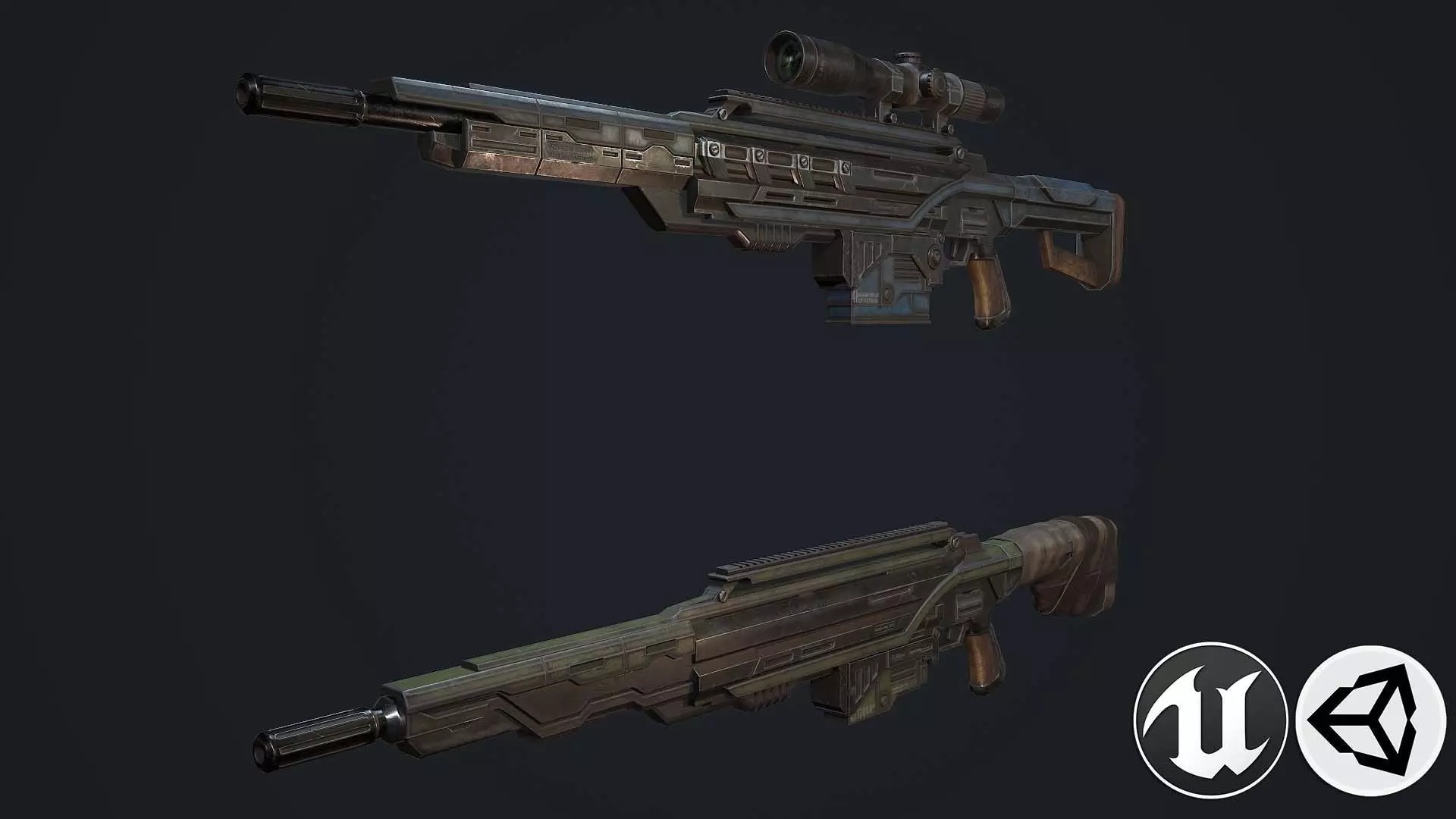 Whisp rifle Low-poly 3D model_0