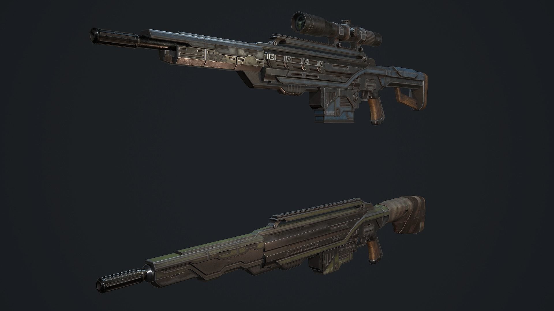 Whisp rifle Low-poly 3D model_3