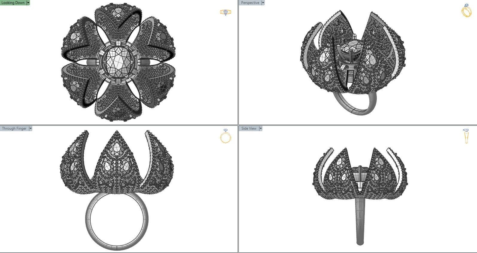 Opening Flower Ring 3D print model_1