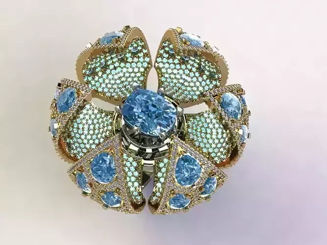 Opening Flower Ring 3D print model