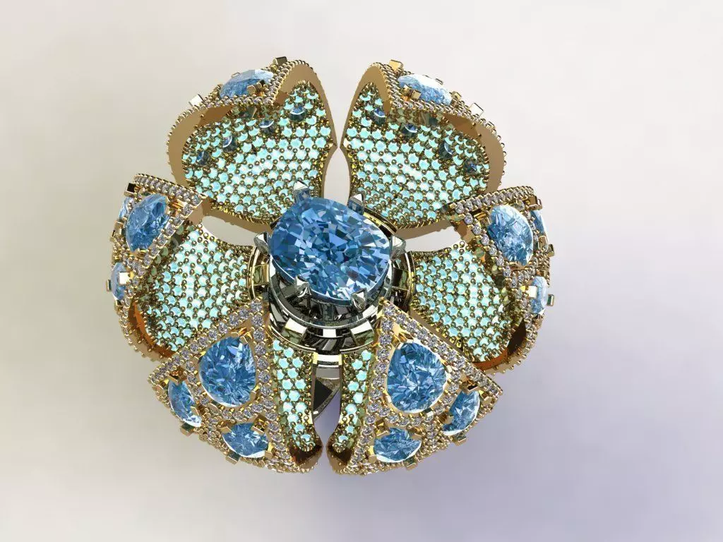 Opening Flower Ring 3D print model_0