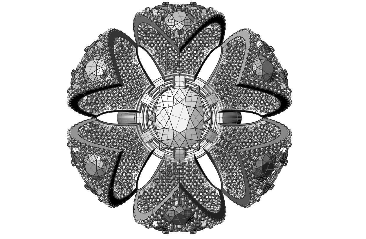 Opening Flower Ring 3D print model_4