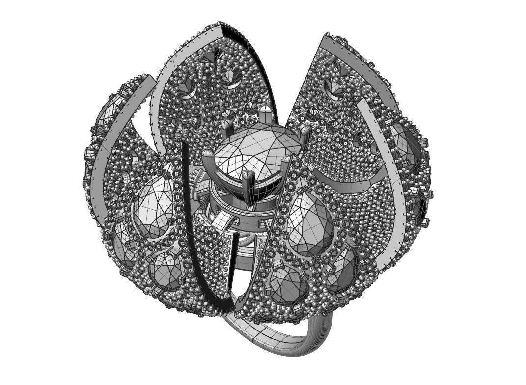 Opening Flower Ring 3D print model_2