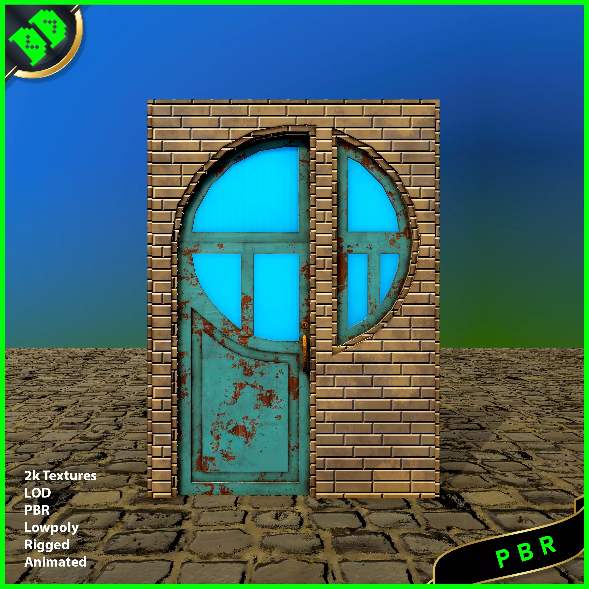 Unique Door Low-poly 3D model_0