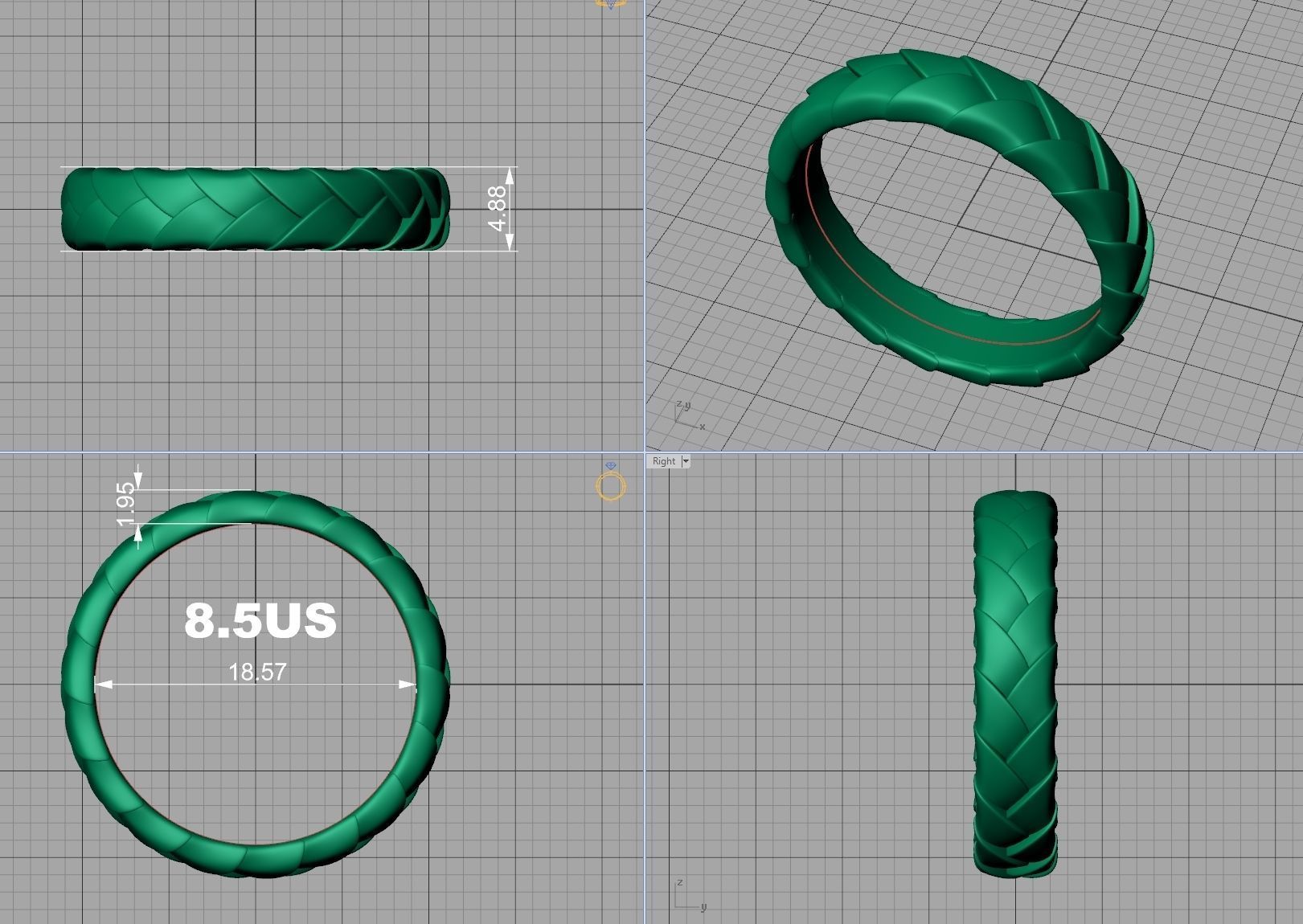 Mens Band ring printable ring 3d model  3D print model_8