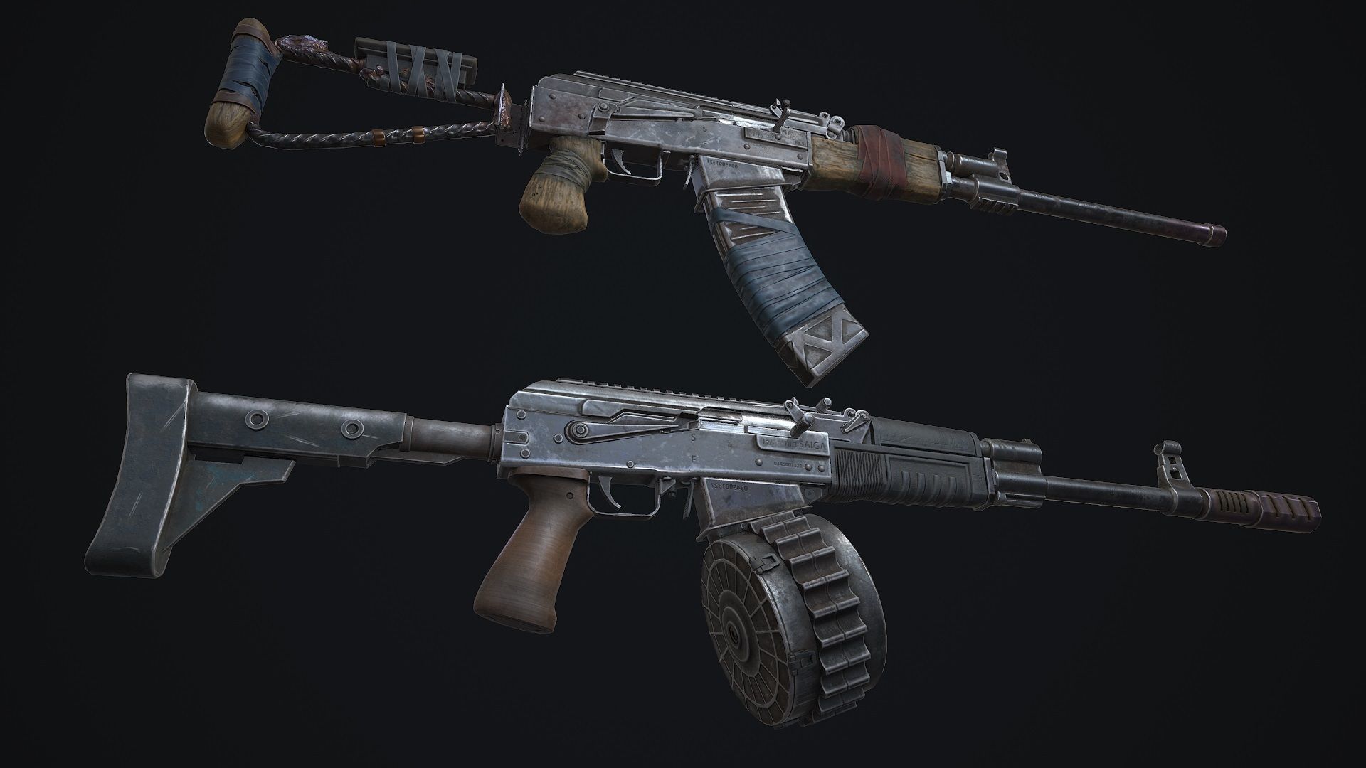 Saiga two weapons Low-poly 3D model_5