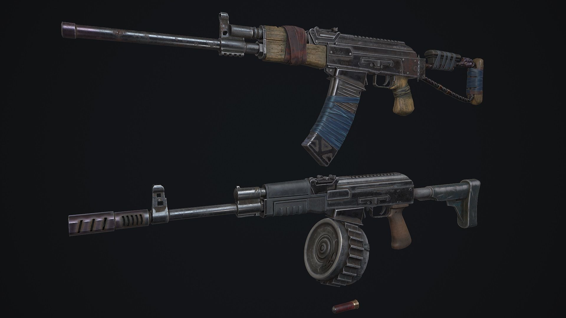 Saiga two weapons Low-poly 3D model_2