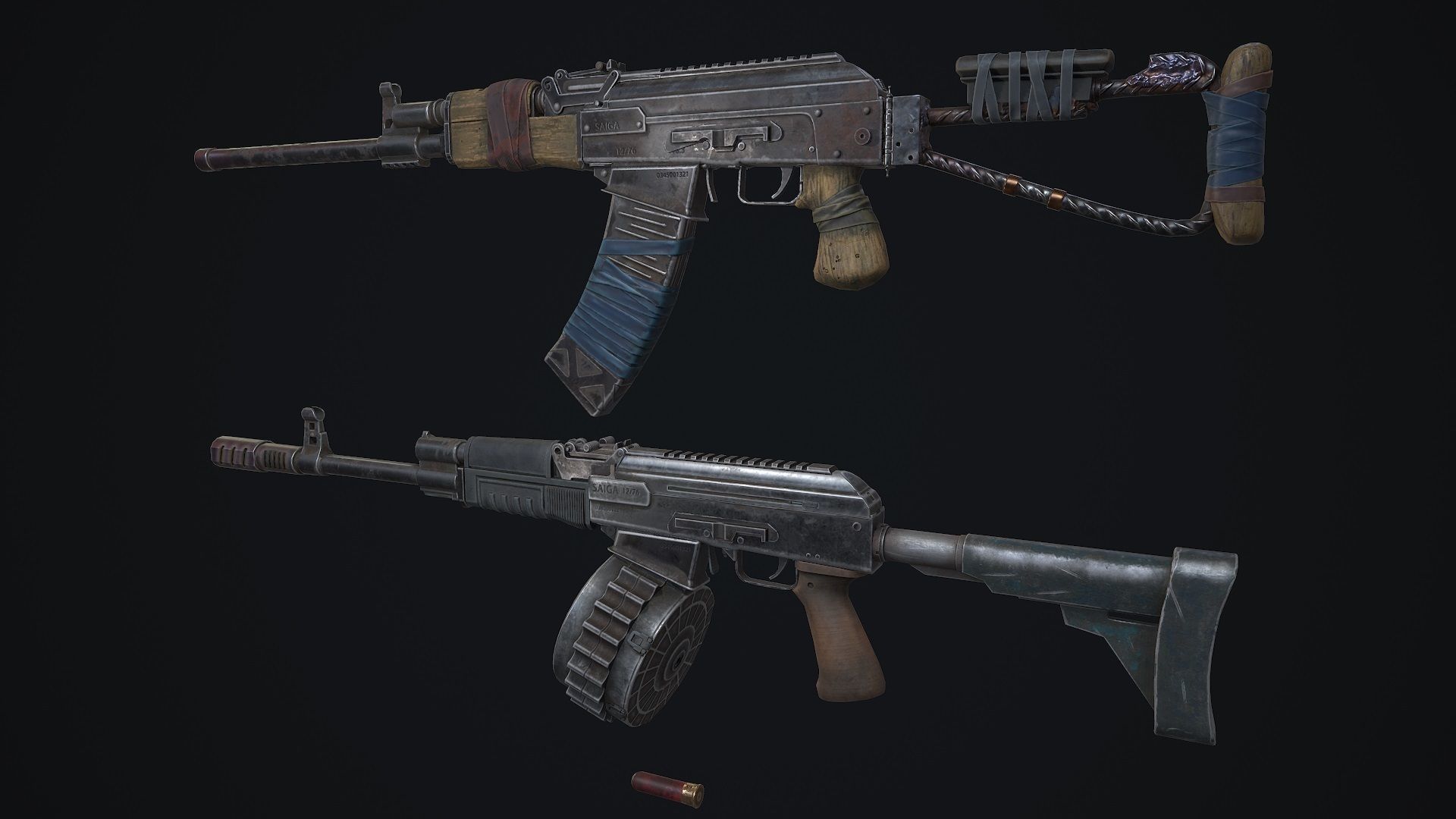 Saiga two weapons Low-poly 3D model_1