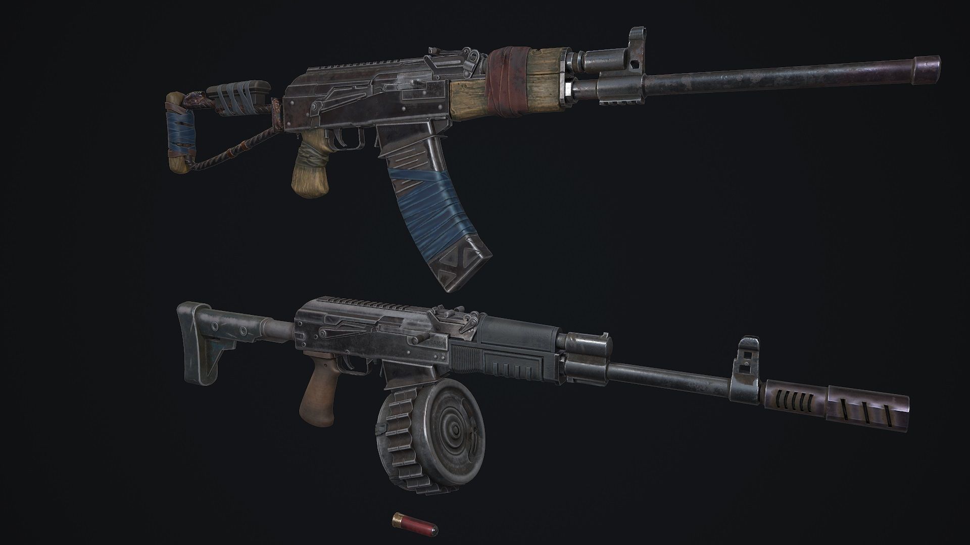 Saiga two weapons Low-poly 3D model_3