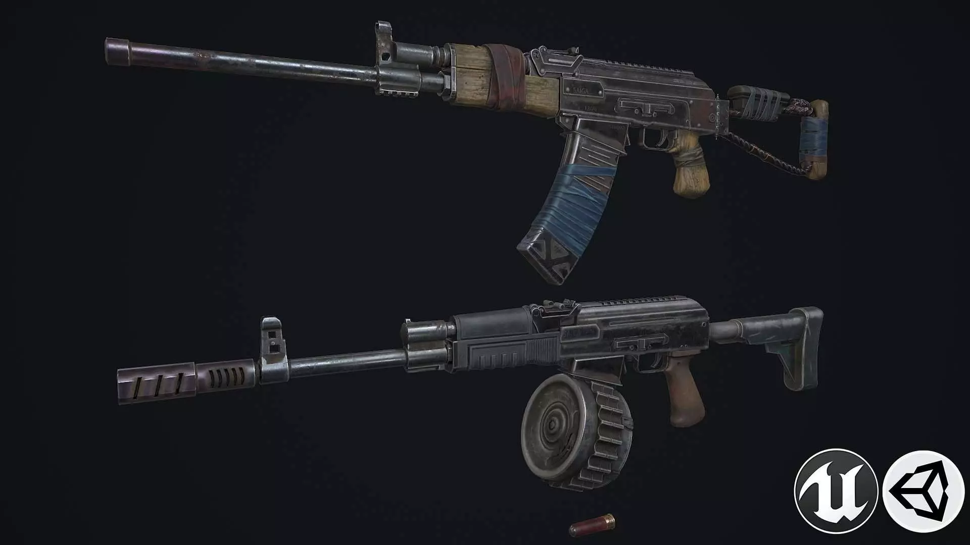 Saiga two weapons Low-poly 3D model_0