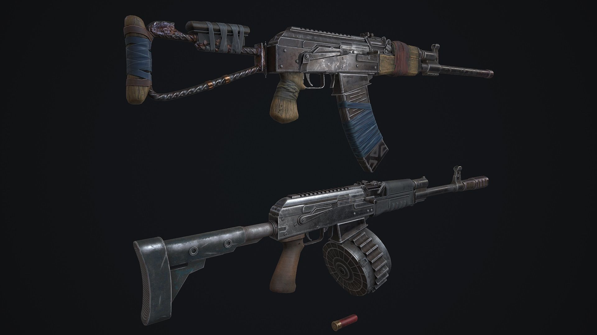 Saiga two weapons Low-poly 3D model_4