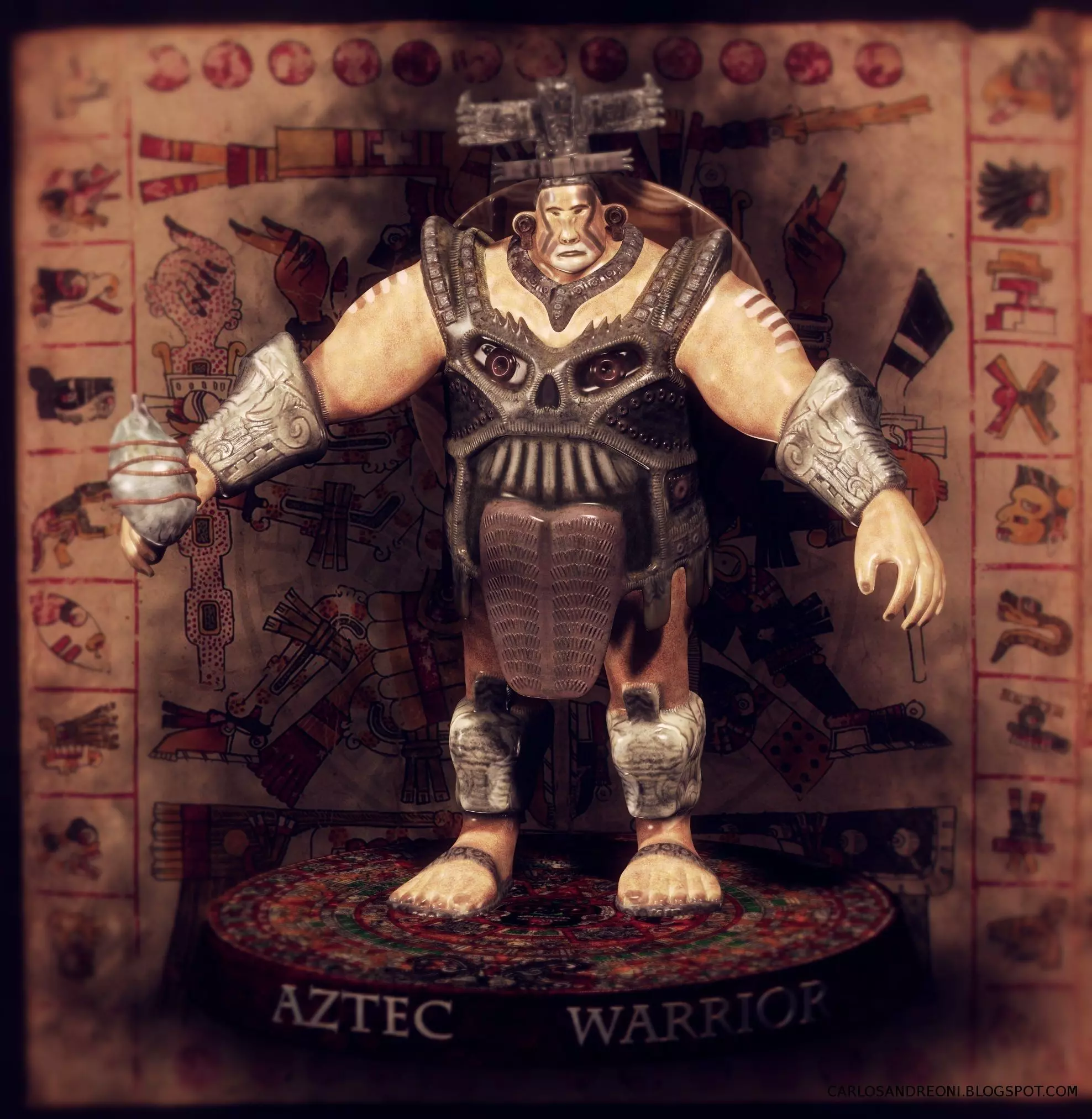 Aztec Warrior 3D Model Low-poly 3D model_0