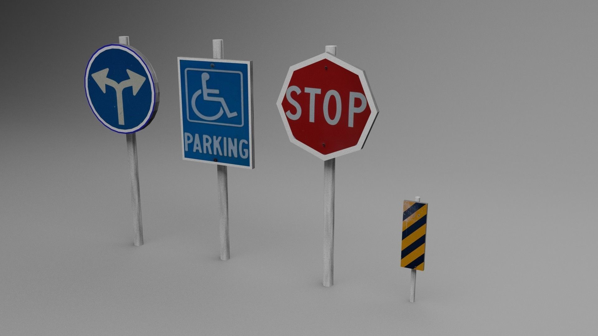 Big Traffic Signs Pack Low-Poly Low-poly 3D model_5