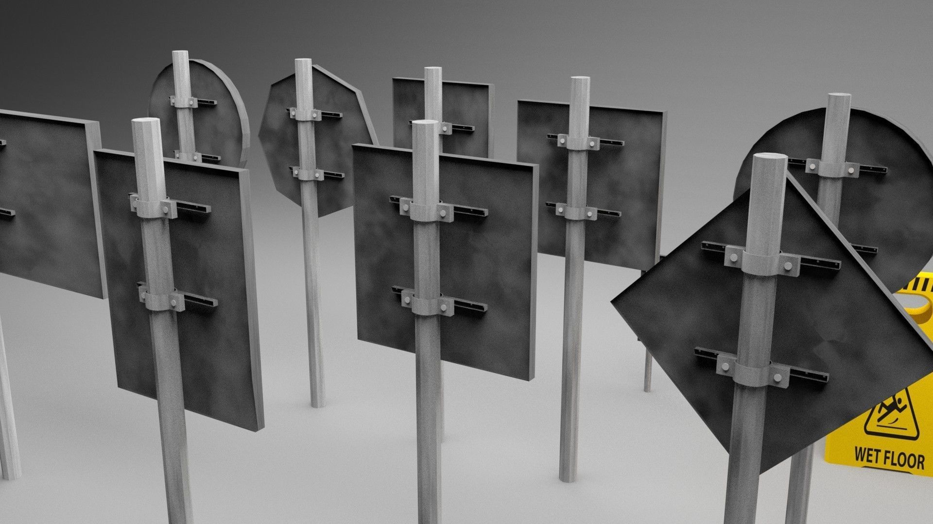 Big Traffic Signs Pack Low-Poly Low-poly 3D model_1