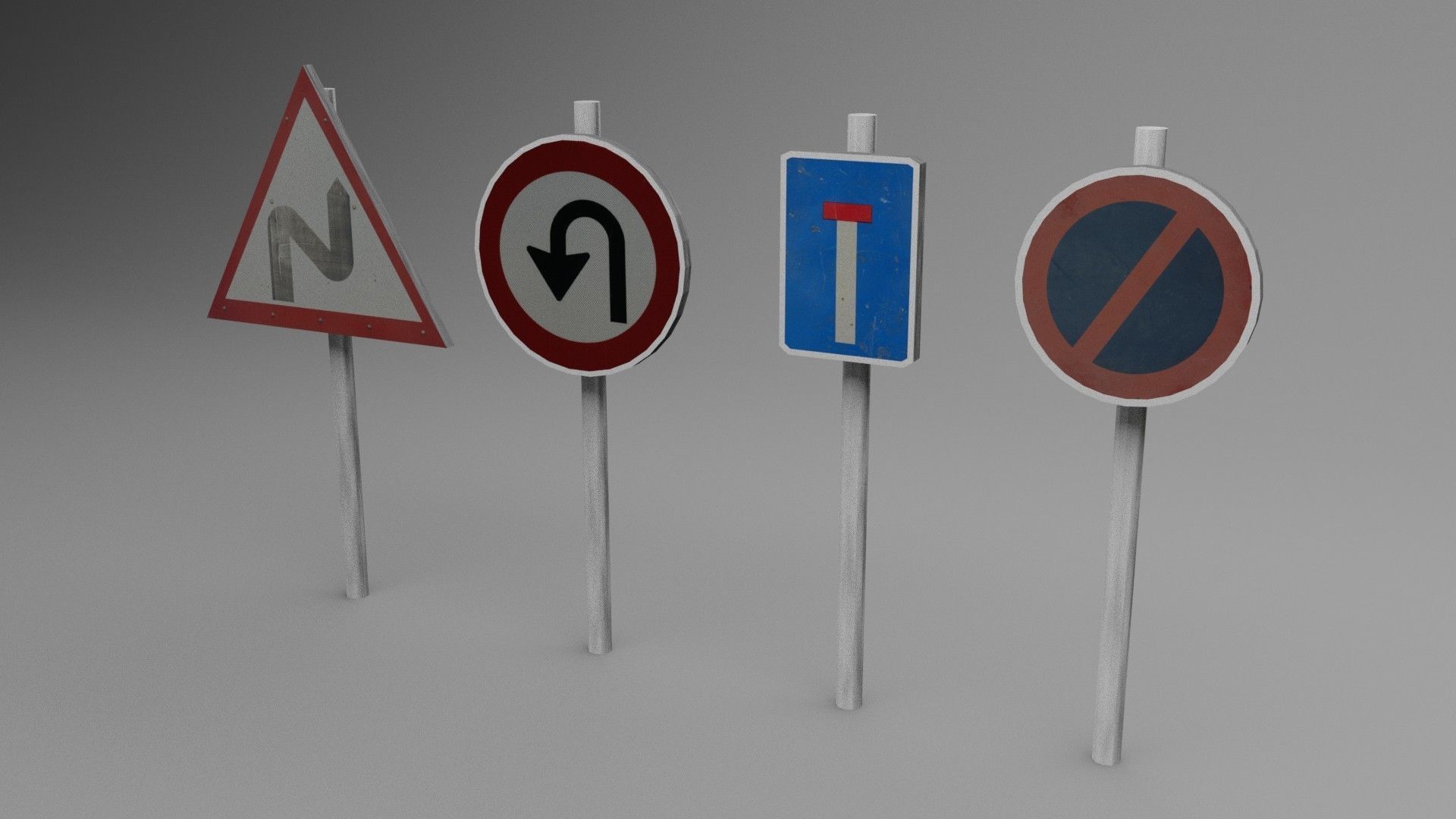 Big Traffic Signs Pack Low-Poly Low-poly 3D model_2