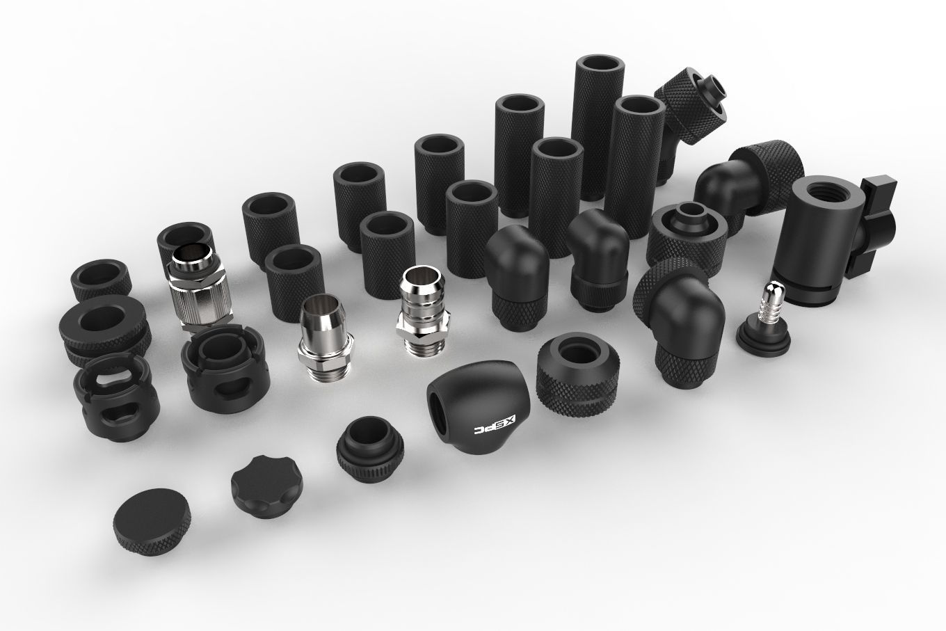 Kitbash Pack Water Cooling Pipe and Tubing Fittings 3D model_3