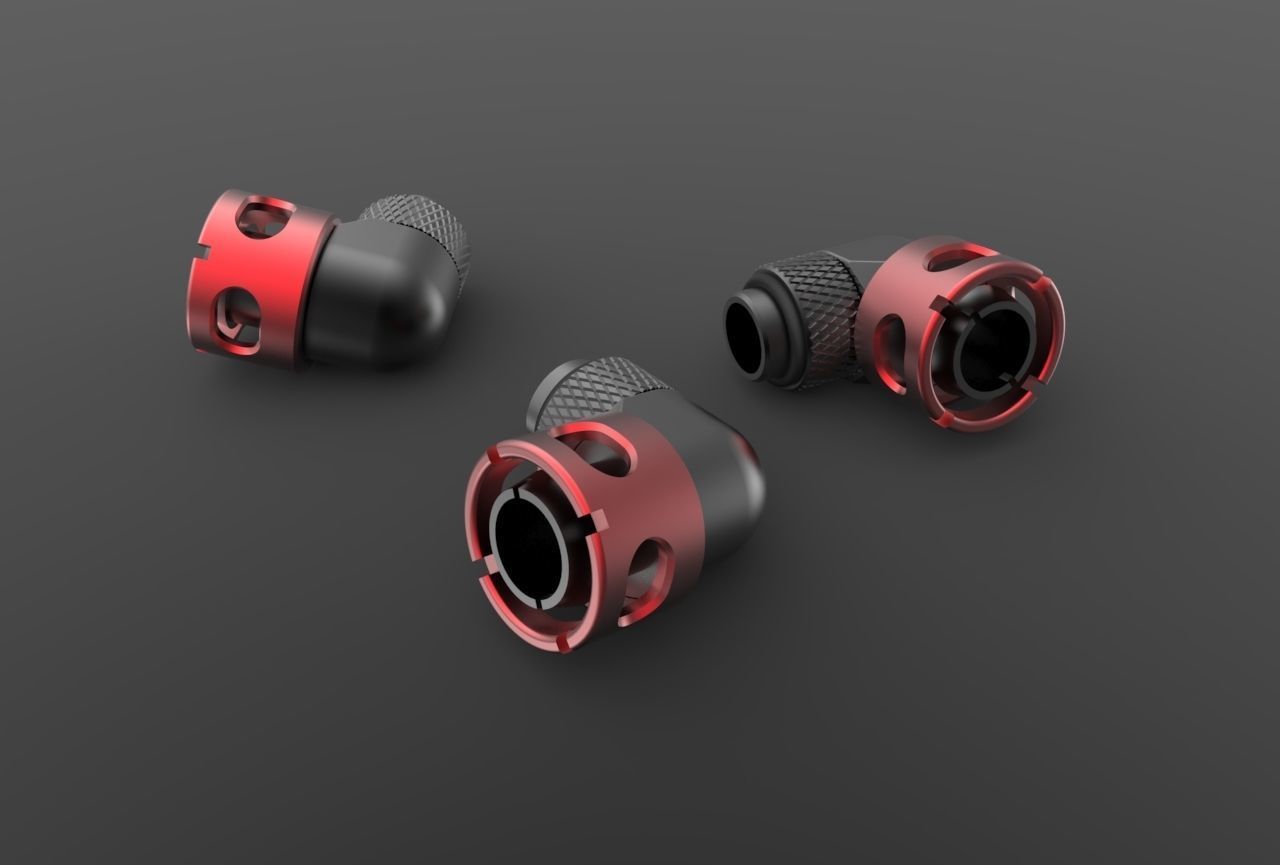Kitbash Pack Water Cooling Pipe and Tubing Fittings 3D model_26