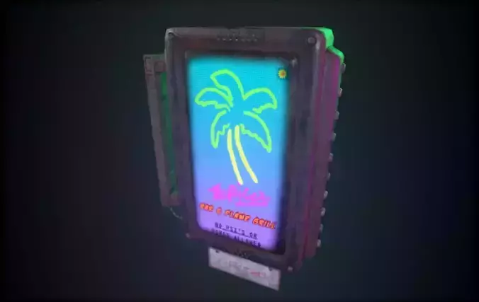 Neon bar sign Low-poly 3D model