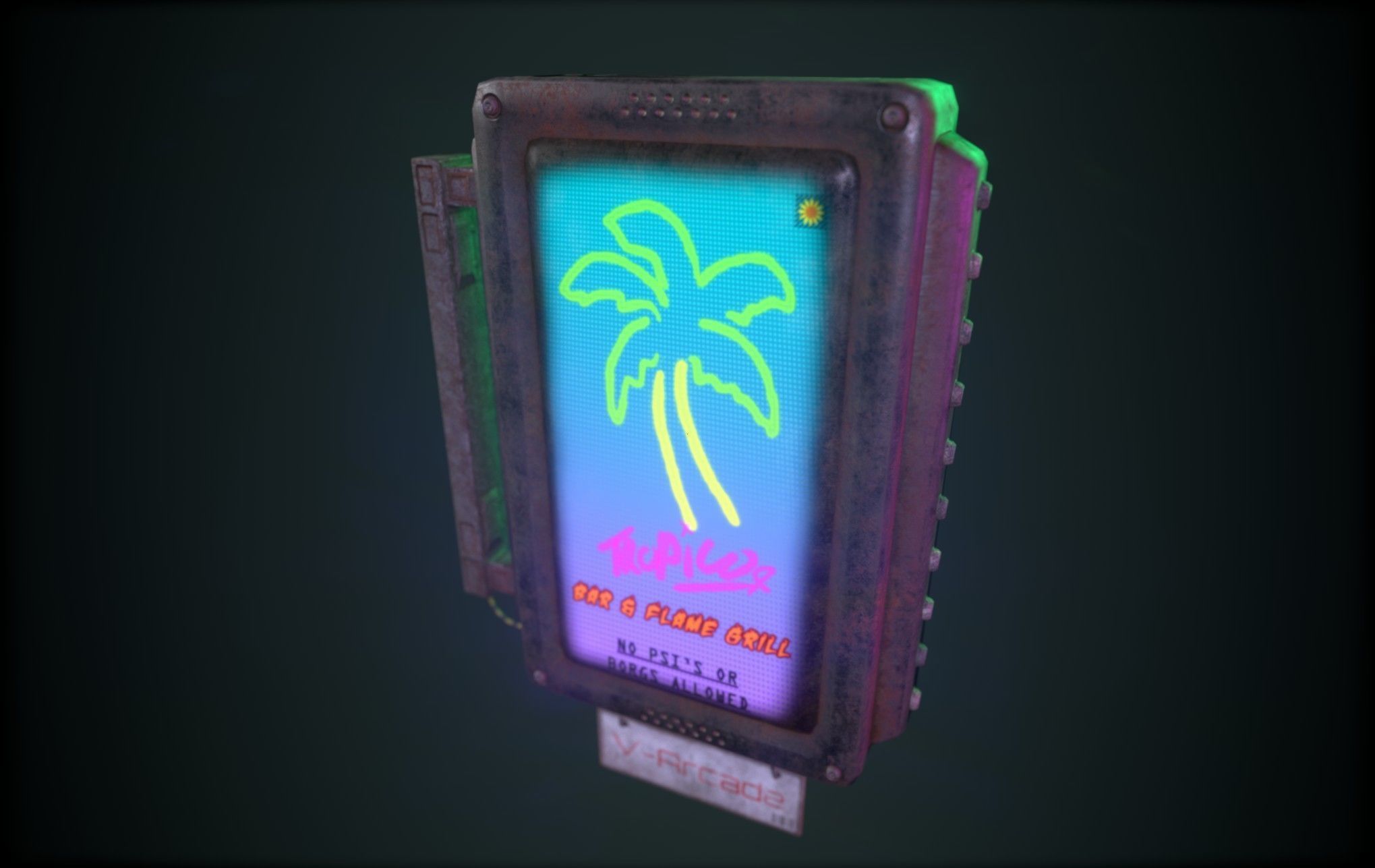 3D model Neon bar sign VR / AR / lowpoly CGTrader