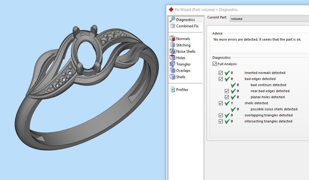 Women Ring with gem and diamonds 3dm stl 3D print model 3D print model_31