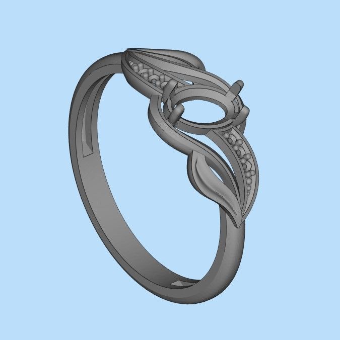Women Ring with gem and diamonds 3dm stl 3D print model 3D print model_27