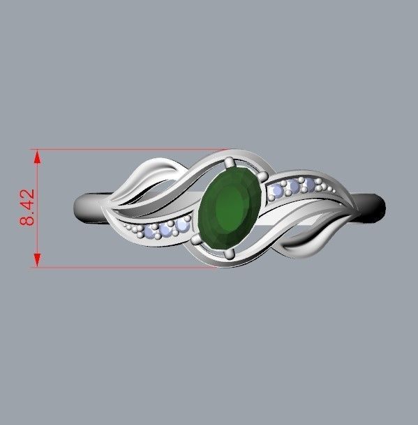 Women Ring with gem and diamonds 3dm stl 3D print model 3D print model_22