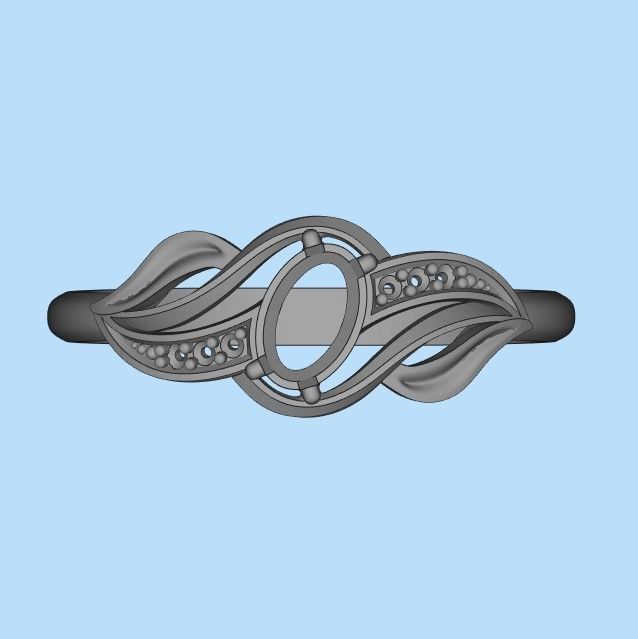 Women Ring with gem and diamonds 3dm stl 3D print model 3D print model_28