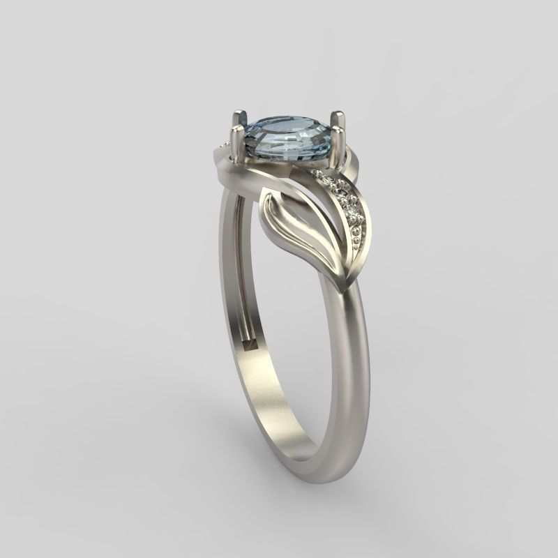 Women Ring with gem and diamonds 3dm stl 3D print model 3D print model_9
