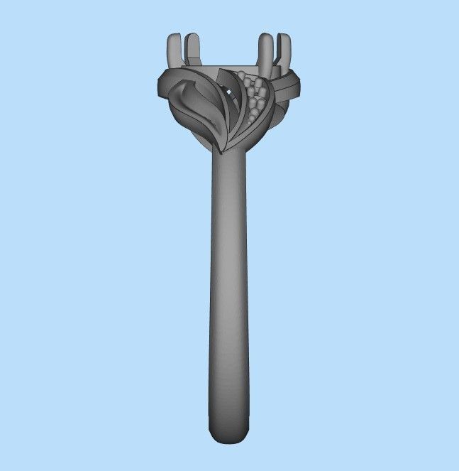 Women Ring with gem and diamonds 3dm stl 3D print model 3D print model_29