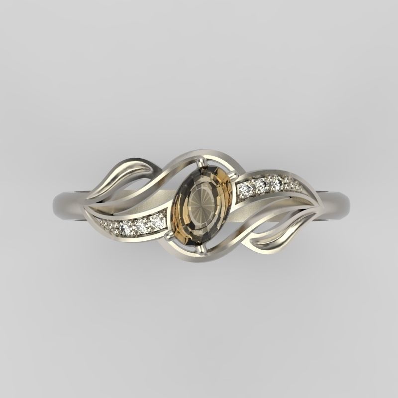 Women Ring with gem and diamonds 3dm stl 3D print model 3D print model_13