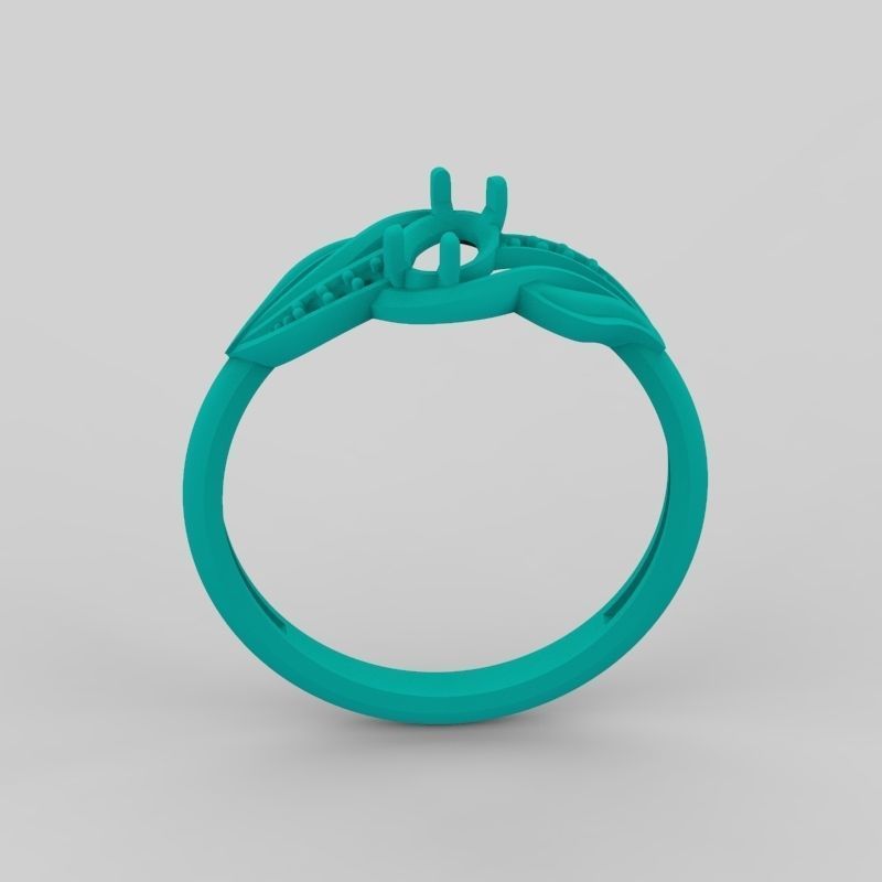 Women Ring with gem and diamonds 3dm stl 3D print model 3D print model_19