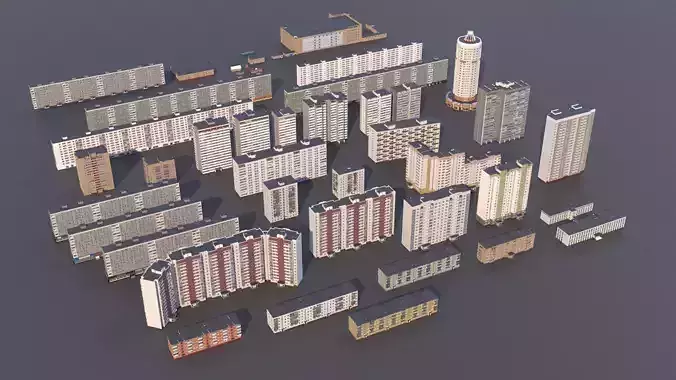 Russian buildings pack 3D model