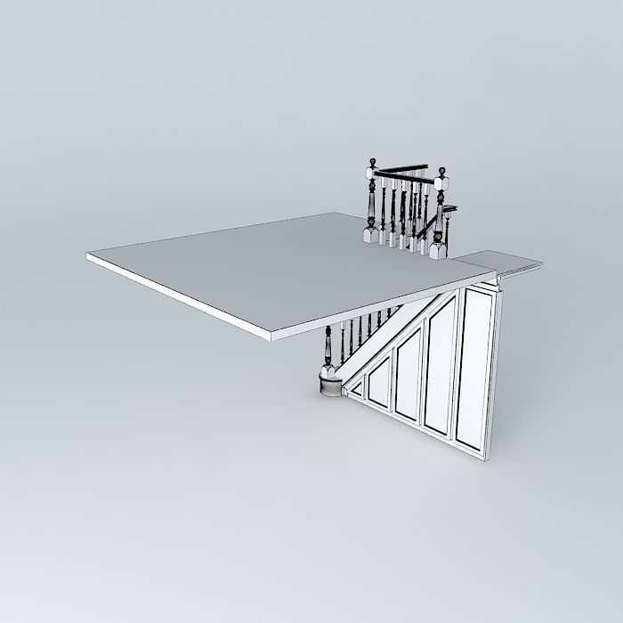 stairs wooden staircase 3D model_4