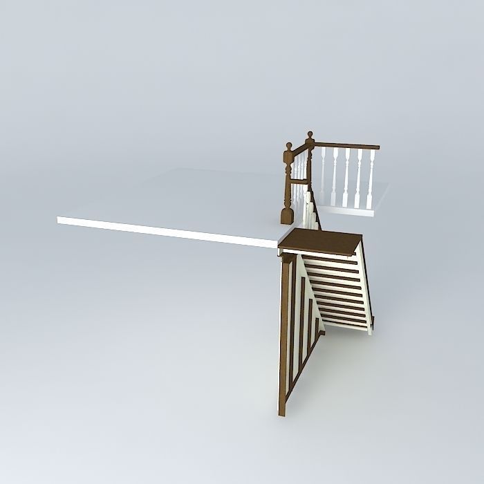 stairs wooden staircase 3D model_1