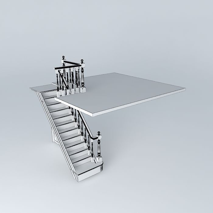 stairs wooden staircase 3D model_3