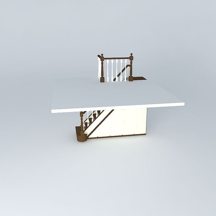 stairs wooden staircase 3D model_2