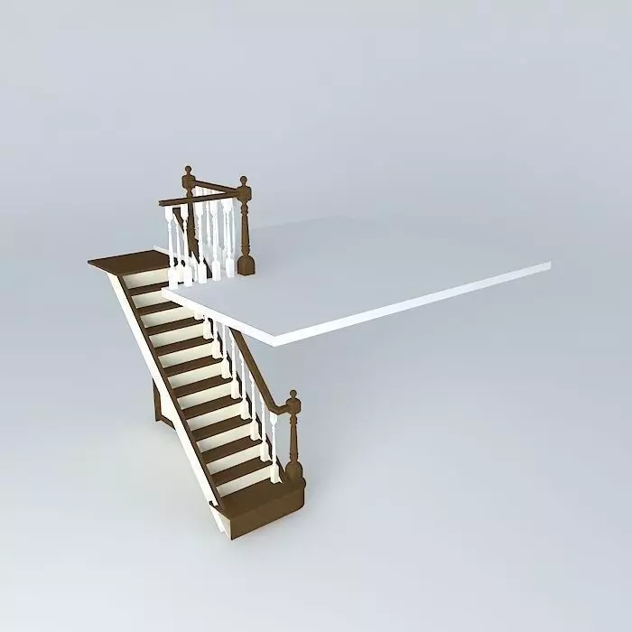 stairs wooden staircase 3D model_0