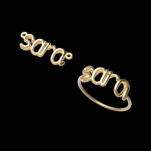 1mm Twisted Wire Personalized Name Ring and Necklace 3D print model_6
