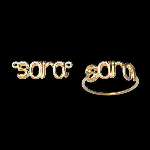 1mm Twisted Wire Personalized Name Ring and Necklace 3D print model