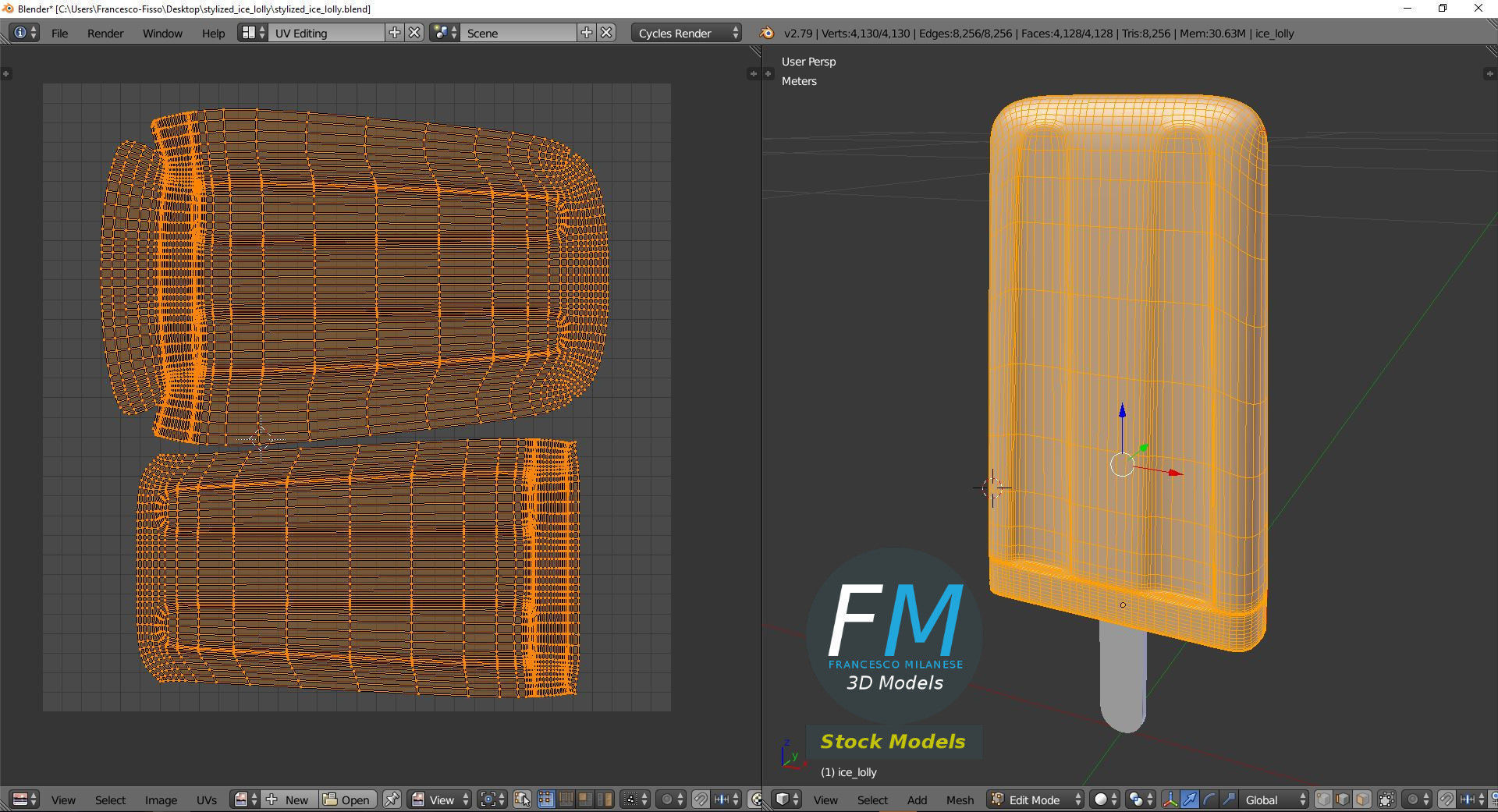 Stylized ice lolly 3D model_10