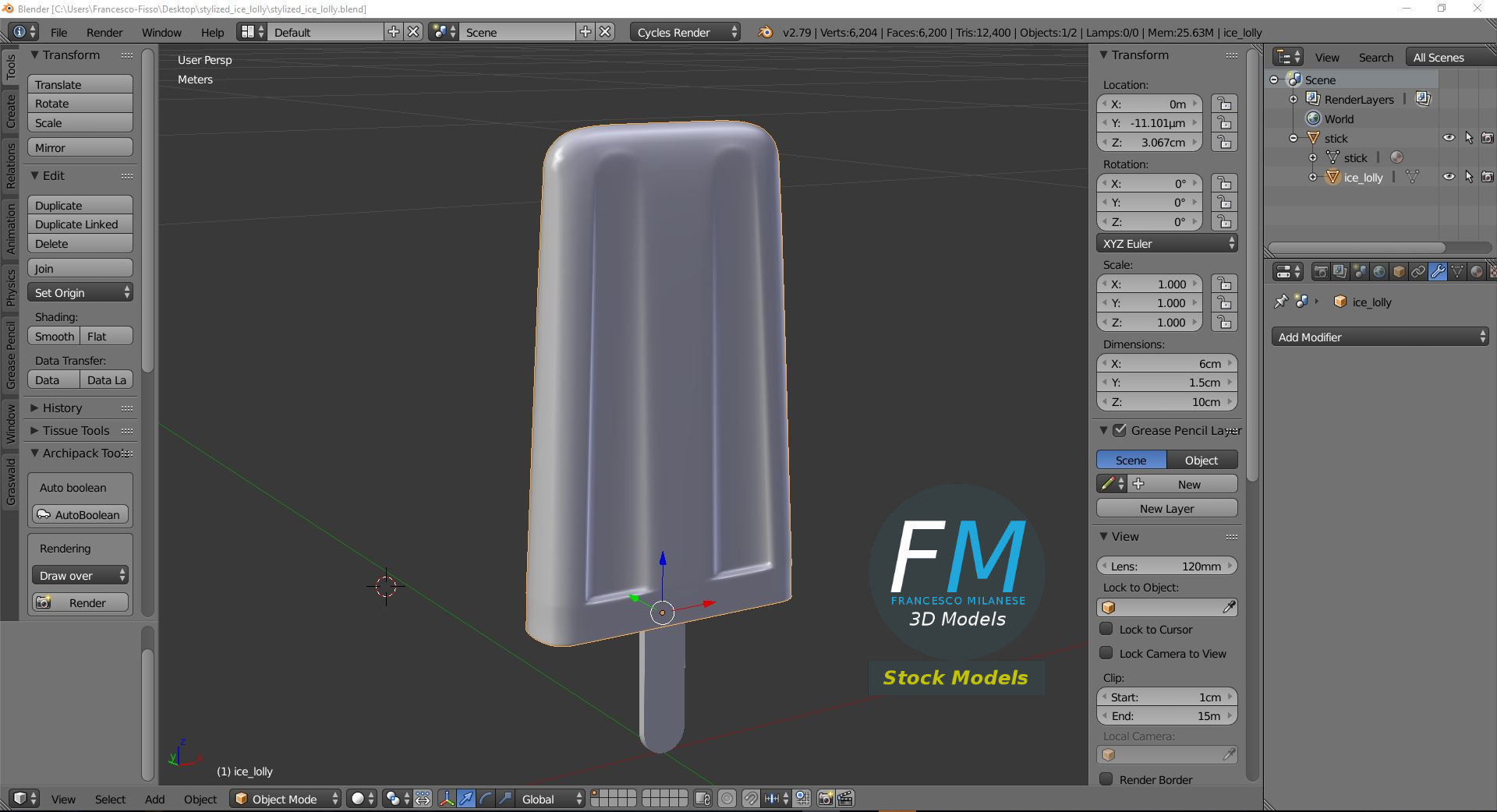 Stylized ice lolly 3D model_9