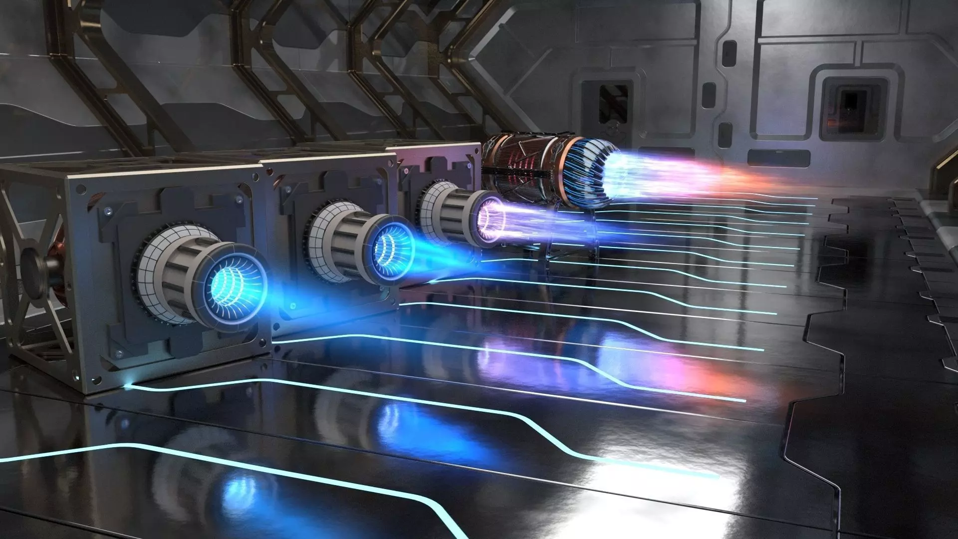 Sci Fi plasma engines and exhausts 3D model_0